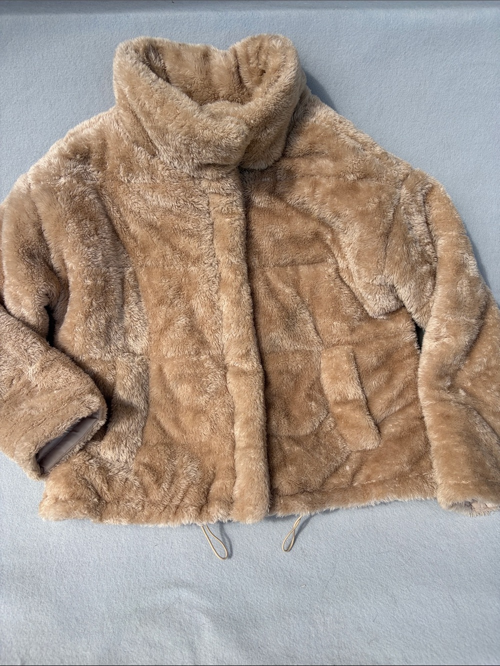 Women's Faux Fur Coat - Tan Plush Jacket
